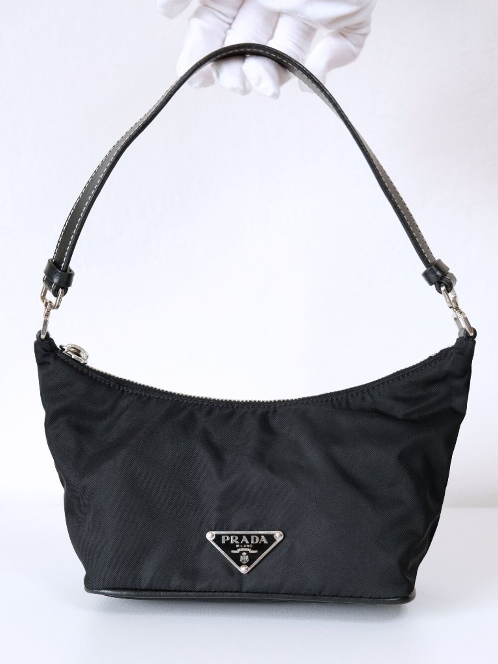 Prada Y2K Archival Tessuto Nylon Mini Hobo Shoulder Bag, Black
